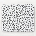 Schwarz-weißes scribbly Musikmuster der musikalisc Mousepads