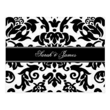 Schwarz-weißes u. graues Damast Hochzeit UAWG Postkarte