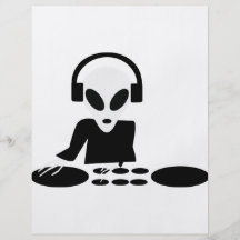 schwarze aliendrehung legt DJ-Ikone ver Vollfarbige Flyer