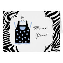 Schwarze blaue Zebra-Baby-Dusche danken Ihnen Grußkarte