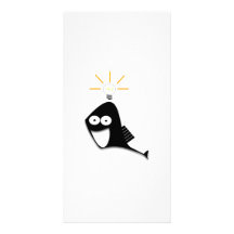 Schwarze Cartoon-Fische mit einer Idee Fotokarten