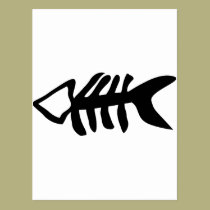 schwarze Fische Fishbones postkarten