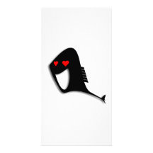 Schwarze Fische im Liebe-Cartoon Photo Karte