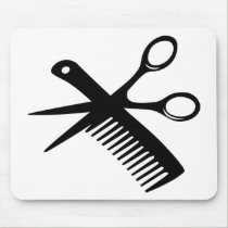 schwarze Friseurkammscheren mousepads