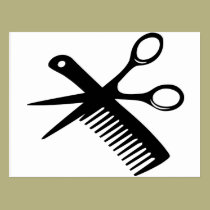 schwarze Friseurkammscheren postkarten