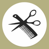 schwarze Friseurkammscheren aufkleber