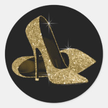 Schwarze GoldAbsatz-Schuh-Aufkleber