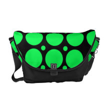 Schwarze grüne Polka-Punkt-Rickshaw-Bote-Tasche Kurier Tasche