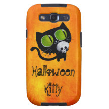 Schwarze Halloween-Katze mit dem Schädel Schutzhülle Fürs Samsung Galaxy S3