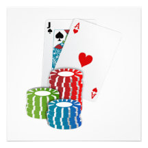 Schwarze Jack-Karten mit Poker-Chips Individuelle Ankündigungen