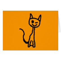 Schwarze Katze, blinzelnd Grußkarten