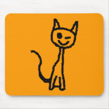 Schwarze Katze, blinzelnd Mauspads