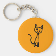 Schwarze Katze, blinzelnd Schlüsselband