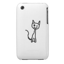 Schwarze Katze, blinzelnd. Weißer Hintergrund iPhone 3 Case-Mate Hüllen
