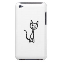 Schwarze Katze, blinzelnd. Weißer Hintergrund iPod Touch Hülle