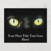 Schwarze Katze, Gelbgrün-Augen, glatt und gespenst Flyerdesign