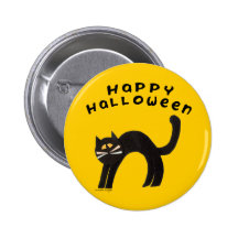 Schwarze Katze glückliches Halloween Anstecknadelbuttons