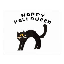 Schwarze Katze glückliches Halloween Postkarten