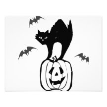 Schwarze Katze Jack-O Schläger Einladungskarte