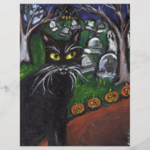 Schwarze Katze Vampirs-Halloween-Kunst Flyerdesign
