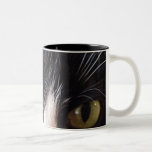 Schwarze Katze, weiße Bärte, grüne Augen Kaffee Tasse