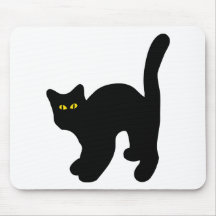 schwarze Katze zurück gewölbt Mauspad