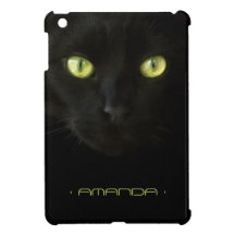 Schwarze Katzen-grüne Augen iPad Minifall
