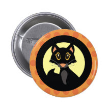 Schwarze Katzen-Halloween-Knopfpin-Abzeichen Button