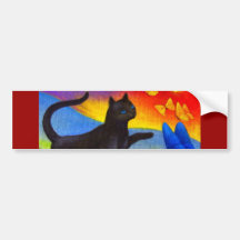 Schwarze Katzen-Malerei-Schmetterlings-Kunst - mul Auto Aufkleber