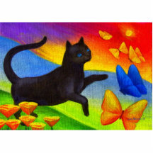 Schwarze Katzen-Malerei-Schmetterlings-Kunst - mul Photo Statue