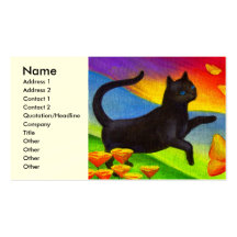 Schwarze Katzen-Malerei-Schmetterlings-Kunst - mul Visitenkarten Vorlagen