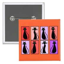Schwarze Katzen-Pop-Kunst-Geschenke Anstecknadelbuttons