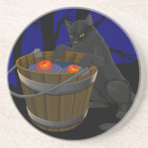 Schwarze Katzen-Untersetzer-Spaß-Halloween-Katzen-