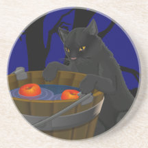 Schwarze Katzen-Untersetzer-Spaß-Halloween-Katzen-