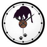 Schwarze Katzen-Wanduhr