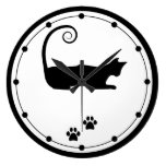 Schwarze Katzen-Wanduhr