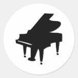 schwarze Klavierikone Runder Sticker