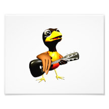 Schwarze Krähe, die Gitarrengraphik spielt Foto