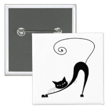 Schwarze launische Miezekatze 2 Anstecknadelbuttons