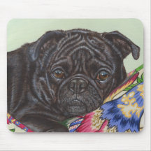 Schwarze Mops-Hundemalerei-Kunst Mauspads
