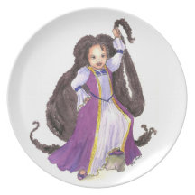 Schwarze Rapunzel Prinzessin mit Drehungsplatte Flache Teller