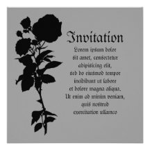 Schwarze Rosen-Silhouette Personalisierte Einladungen