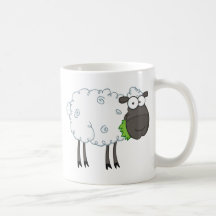 Schwarze Schaf-Cartoon-Charakter Kaffeehaferl