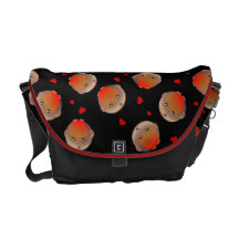 Schwarze Schultasche Robin-Vögel und der Herzmädch Kurier Tasche