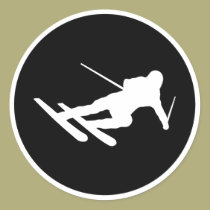 schwarze Skiskifahrenikone abwärts aufkleber