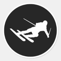 schwarze Skiskifahrenikone abwärts Aufkleber