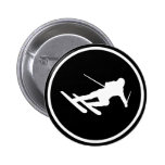 schwarze Skiskifahrenikone abwärts Button