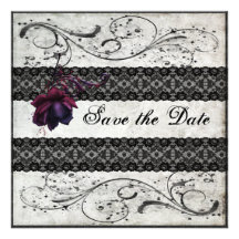 Schwarze Spitze, die Save the Date Wedding ist Einladungskarte