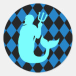 Schwarze u. blaue Diamanten Runder Sticker