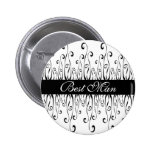 Schwarze u. weiße Hochzeit - Trauzeuge-Abzeichen Anstecknadelbutton